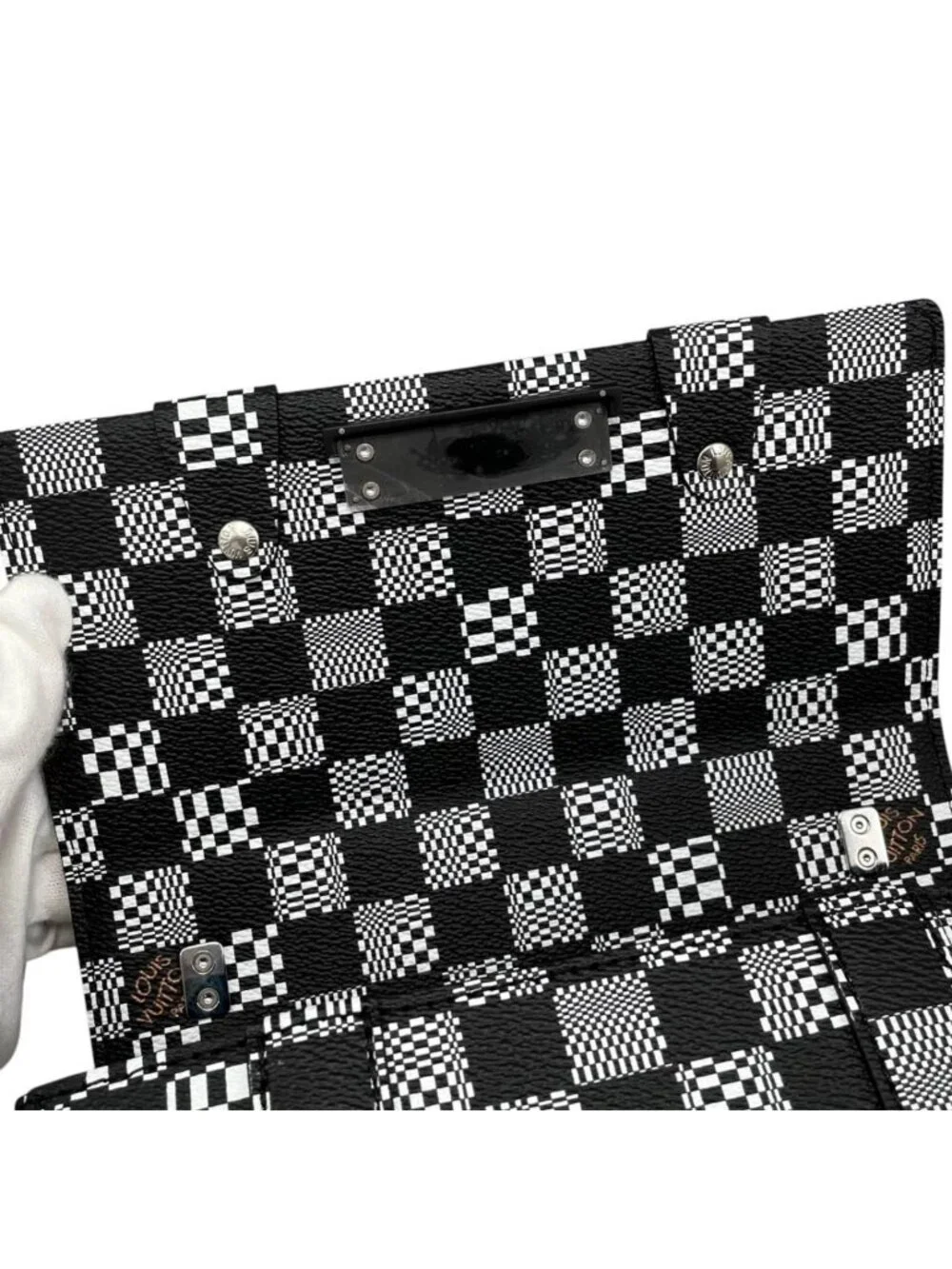Louis Vuitton Shoulder Bag Flap Soft Trunk Damier Distorted Black White